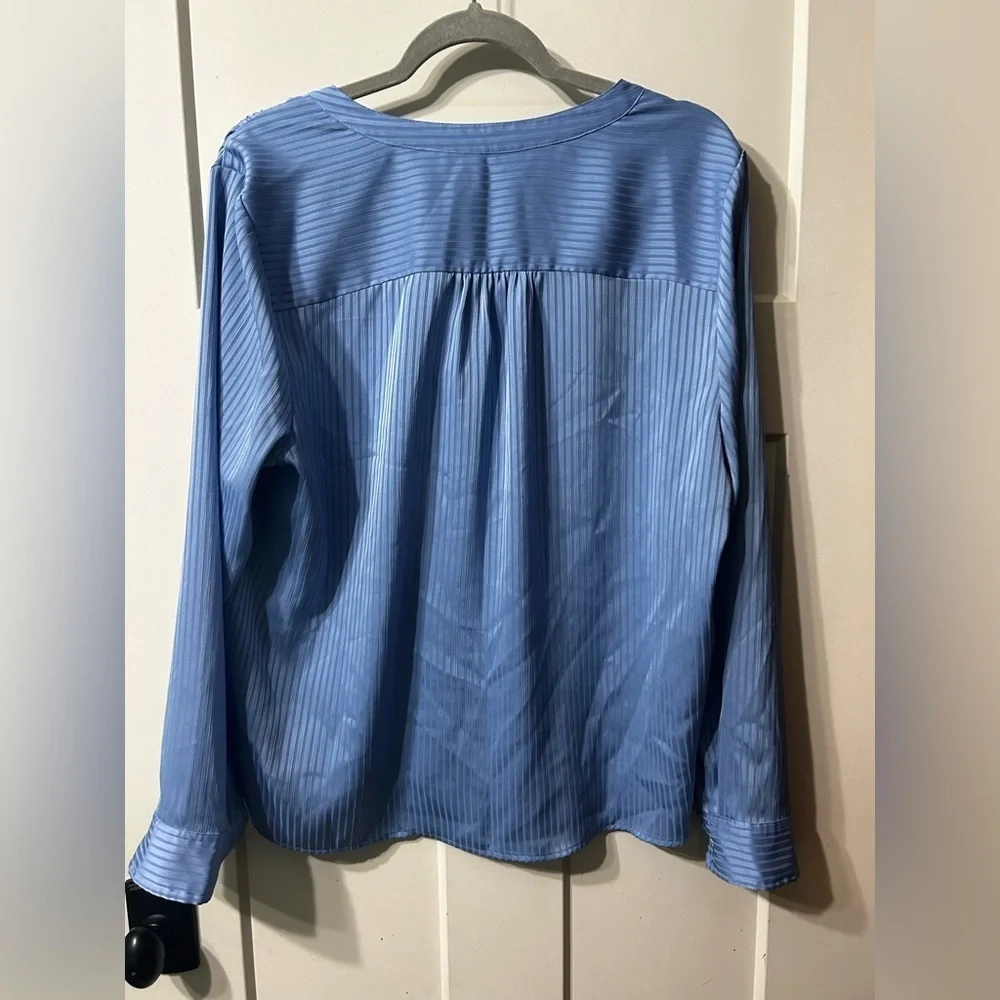 J. Crew Striped B Neck Button Blue long sleeve Blouse